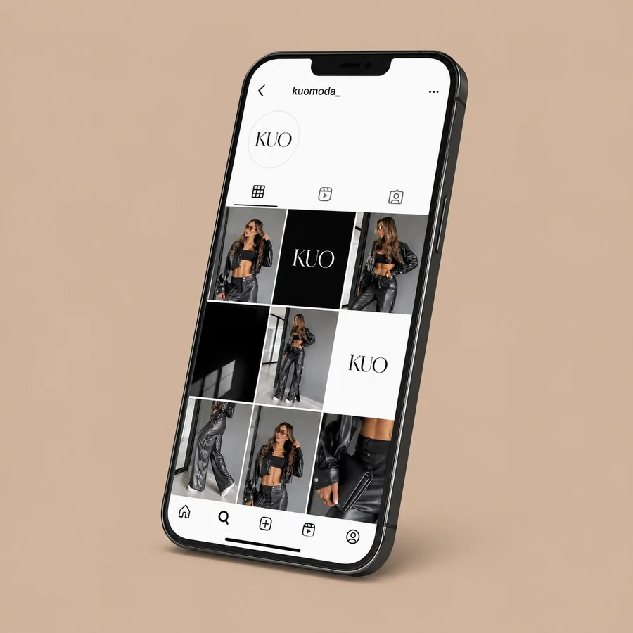 Perfil de Instagram de KUO Moda mostrado en un teléfono